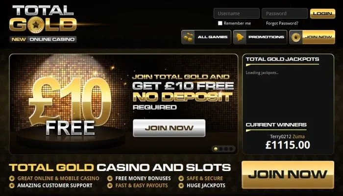 Total Gold Casino Review Header