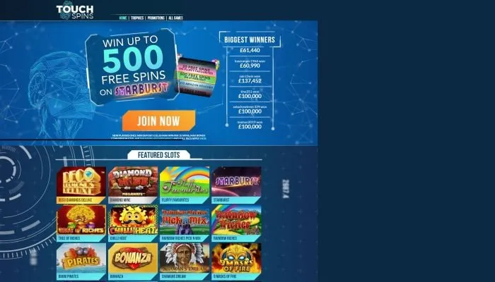 Touch Spins Casino Review Header