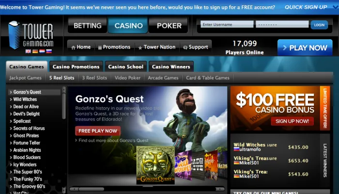 Tower Gaming Casino Review Header