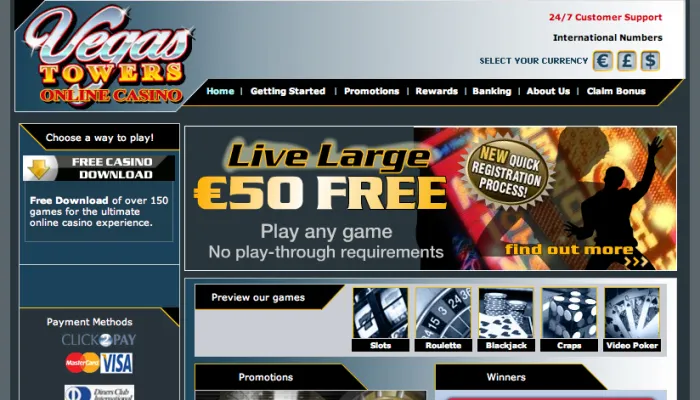 Vegas Towers Casino Review Header