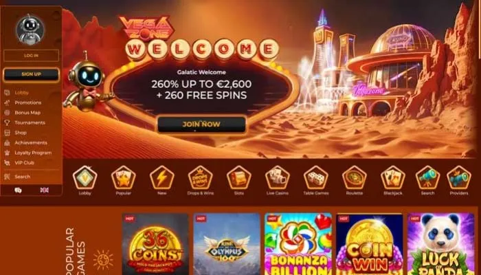 VegaZone Casino Review Header