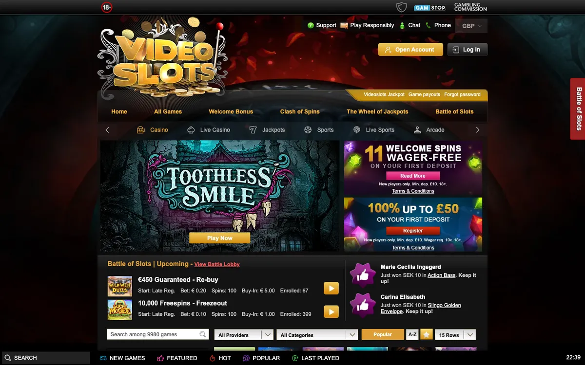 Videoslots Casino Review Header