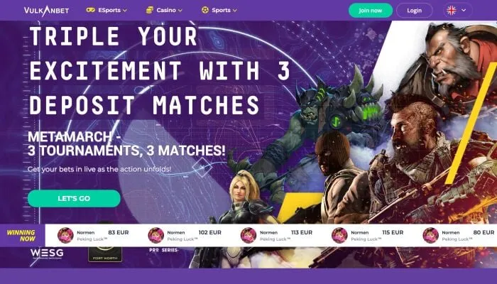 VulkanBet Casino Review Header