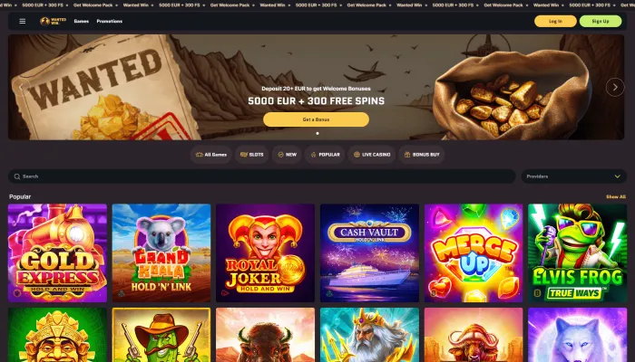 Wanted Win Casino Review Header