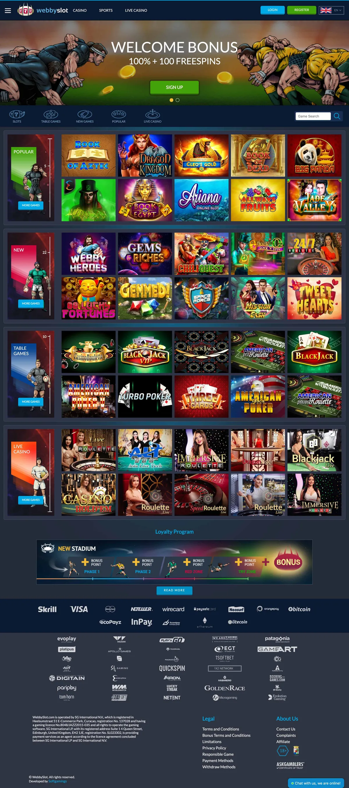 Webby Slot Casino Review Header