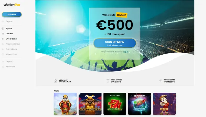 Wettenlive Casino Review Header