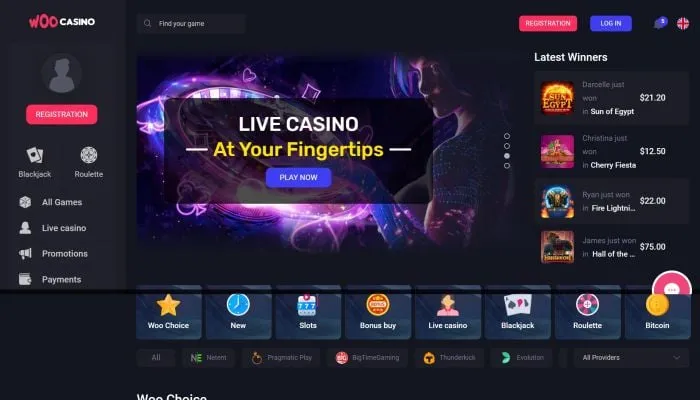 Woocasino Review Header