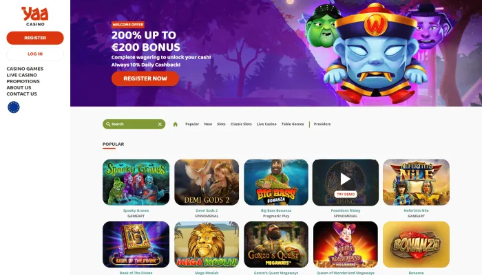 YaaCasino Review Header