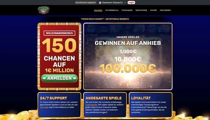 Yukon Gold Casino Review Header