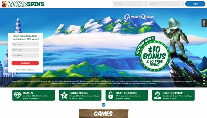 Zinger Spins Casino Review Header