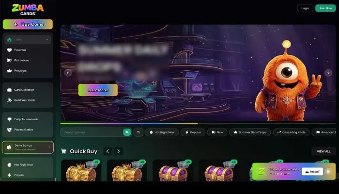 ZumbaCards Casino Review Header
